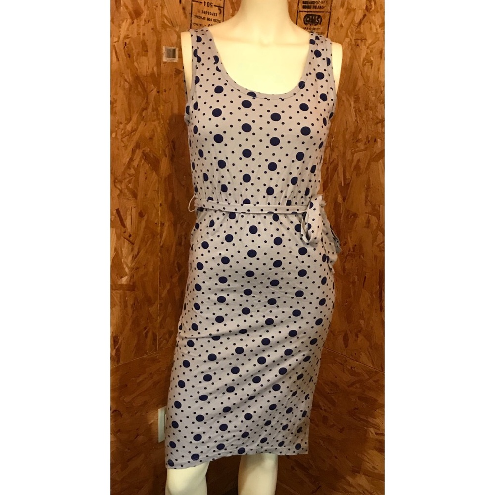 THREADS 4 THOUGHT Gray Dress with Blue Polka Dots